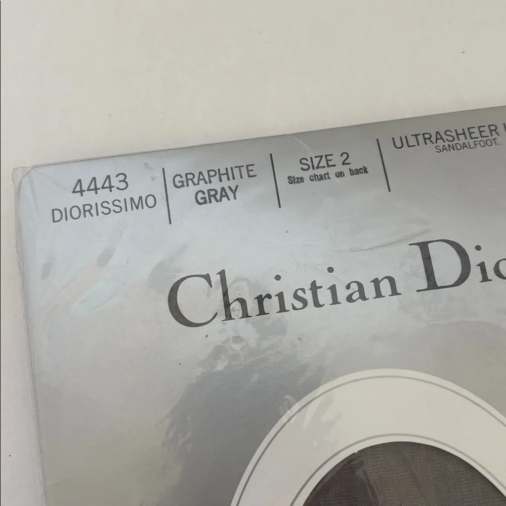 Vintage Christian Dior Pantyhose Graphite Gray 4443 Ultrasheer Sandle Toe Size 2